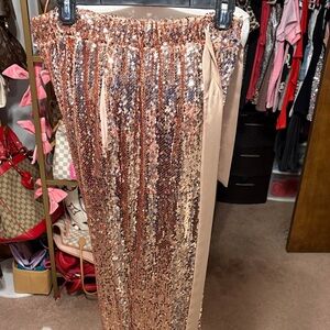 Sequin Rose Gold Pants with satin ribbon 🎀